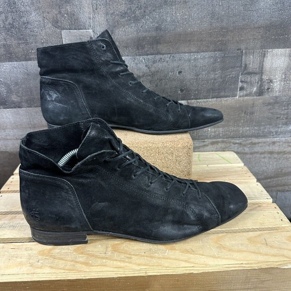 John Fluevog Black Suede Square Toe Ankle Booths Mens Size‎ 10 main image 5